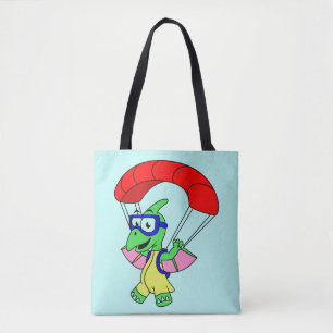 Bolsa Tote Ilustração De Um Paraquedas Pterodactilo.