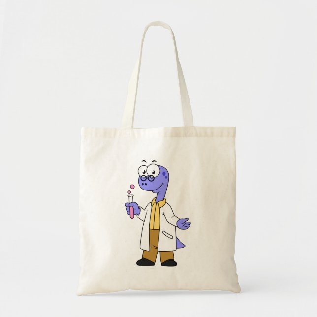 Bolsa Tote Ilustração De Um Químico Brontossauro. (Frente)