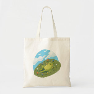 Bolsa Tote Ilustração de um simpático sapo relaxando na colin