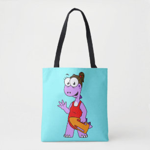 Bolsa Tote Ilustração De Um Tyrannosaurus Rex Lifeguard.
