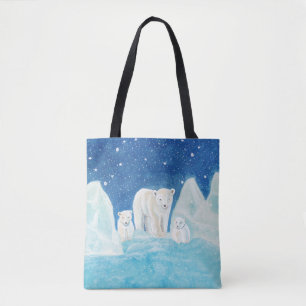 Bolsa Tote Ilustração de Ursos Polares