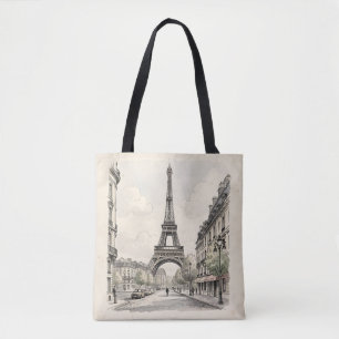 Bolsa Tote Ilustração de viagem antiga e vintage de Paris