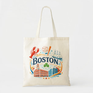 Bolsa Tote Ilustração de Viagem Costeira de Boston