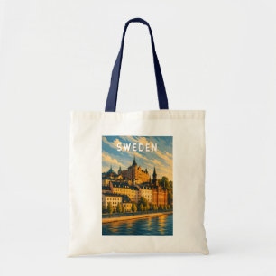 Bolsa Tote Ilustração de viagem da Suécia Arte Vintage
