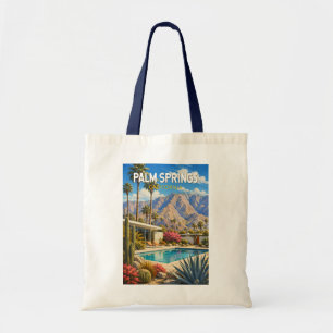 Bolsa Tote Ilustração de Viagem de Arte de Palm Springs Calif