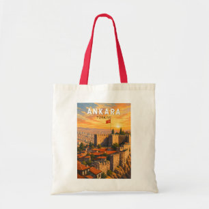 Bolsa Tote Ilustração de viagem de arte vintage Ancara Turqui