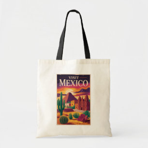 Bolsa Tote Ilustração de Viagem de Arte Vintage Cultura Méxic