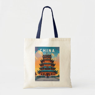 Bolsa Tote Ilustração de Viagem de Arte Vintage da China