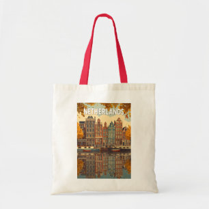 Bolsa Tote Ilustração de Viagem de Arte Vintage da Holanda