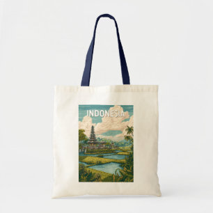 Bolsa Tote Ilustração de Viagem de Arte Vintage da Indonésia