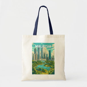 Bolsa Tote Ilustração de Viagem de Arte Vintage da Malásia