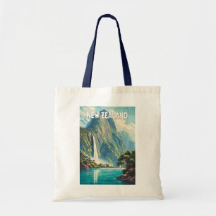Bolsa Tote Ilustração de Viagem de Arte Vintage da Nova Zelân