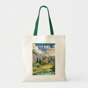 Bolsa Tote Ilustração de Viagem de Arte Vintage de Chipre