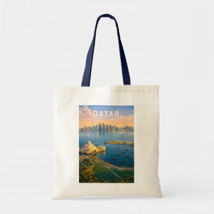 Bolsa Tote Ilustração de Viagem de Arte Vintage do Qatar