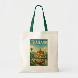 Bolsa Tote Ilustração de Viagem de Arte Vintage do Templo da