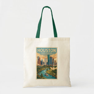 Bolsa Tote Ilustração de Viagem de Arte Vintage Houston Texas