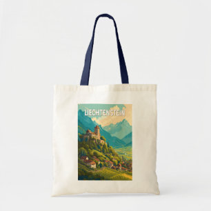 Bolsa Tote Ilustração de viagem de arte vintage Liechtenstein