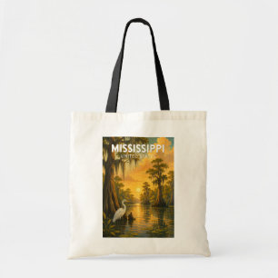 Bolsa Tote Ilustração de Viagem de Arte Vintage Mississippi