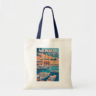 Bolsa Tote Ilustração de Viagem de Arte Vintage Mônaco Côte d