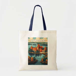Bolsa Tote Ilustração de viagem de arte vintage na Lituânia