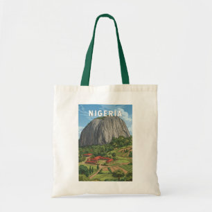 Bolsa Tote Ilustração de viagem de arte vintage na Nigéria