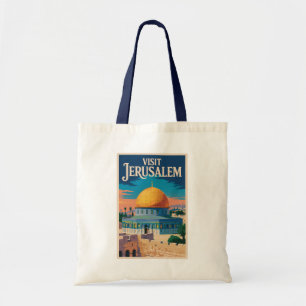 Bolsa Tote Ilustração de Viagem de Jerusalém Israel Arte Vint