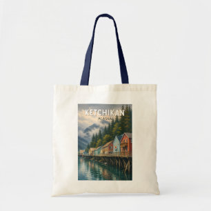 Bolsa Tote Ilustração de Viagem de Ketchikan Alasca Vintage