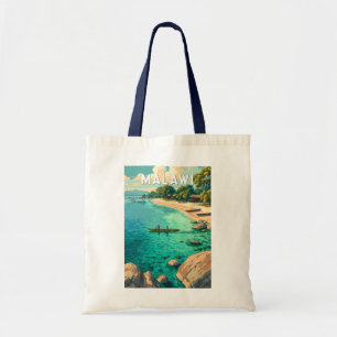 Bolsa Tote Ilustração de viagem de Malawi Arte Vintage