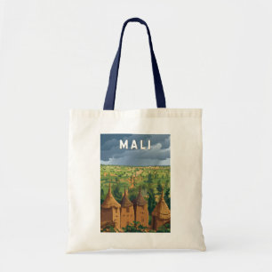 Bolsa Tote Ilustração de Viagem de Mali Arte Vintage