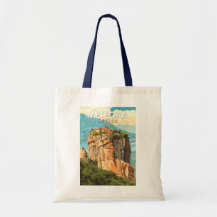 Bolsa Tote Ilustração de viagem de Meteora Grécia Arte Vintag