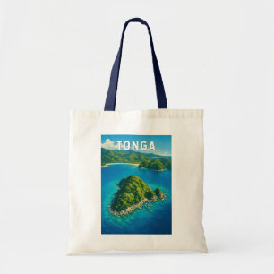 Bolsa Tote Ilustração de viagem de Tonga Arte Vintage
