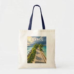 Bolsa Tote Ilustração de Viagem de Tuvalu Arte Vintage