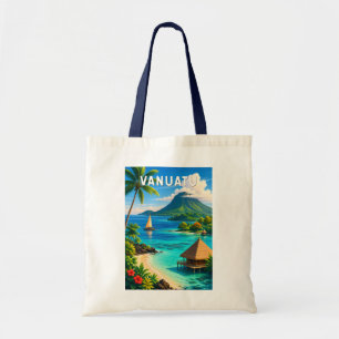 Bolsa Tote Ilustração de Viagem de Vanuatu Arte Vintage