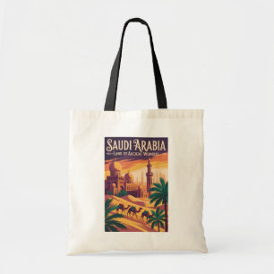 Bolsa Tote Ilustração de viagem do deserto da Arábia Saudita 