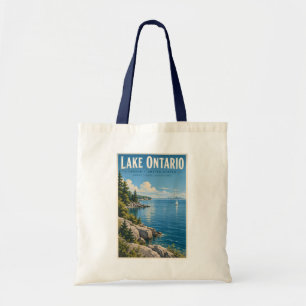 Bolsa Tote Ilustração de viagem do Lago Ontário Arte Vintage