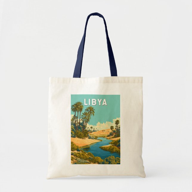 Bolsa Tote Ilustração de viagem vintage da Líbia (Frente)