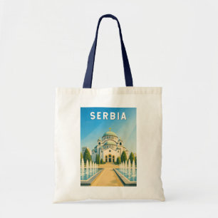 Bolsa Tote Ilustração de viagem vintage da Sérvia