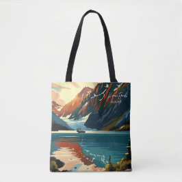 Bolsa Tote Ilustração de Viagens vintage do Kenai Fjords Alas