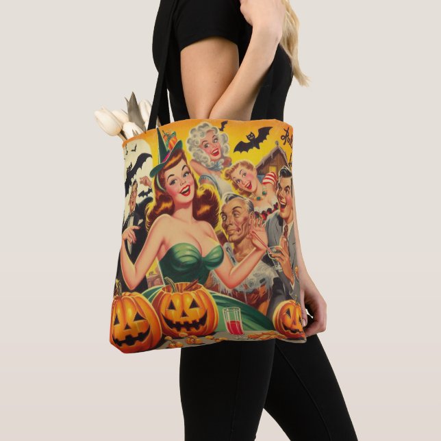 Bolsa Tote Ilustração de Vintage Halloween (Close Up)