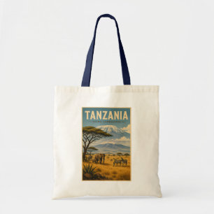 Bolsa Tote Ilustração de Zebra de Safári na Tanzânia Arte de