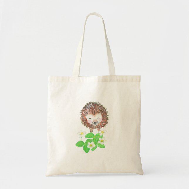 Bolsa Tote Ilustração deouriço Sorridente (Frente)