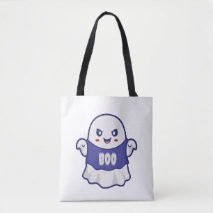 Bolsa Tote Ilustração Divertida de Fantasma Assustador para D