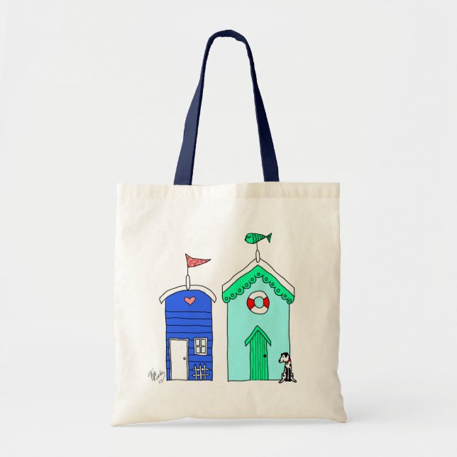 Bolsa Tote Ilustração do Beach Huts 2 (Frente)