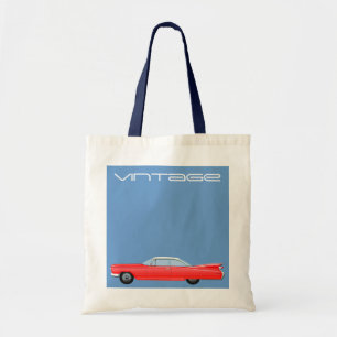 BOLSA TOTE ILUSTRAÇÃO DO CADILLAC VERMELHO VINTAGE