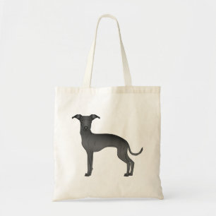 Bolsa Tote Ilustração do Cão de Cartoon Negro Italiano