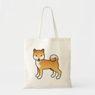 Bolsa Tote Ilustração do Cão de Cartoon Vermelho Shiba Inu Cu