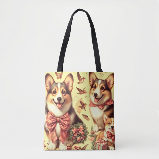 Bolsa Tote Ilustração do Cardião de Corgi Galês (Frente)