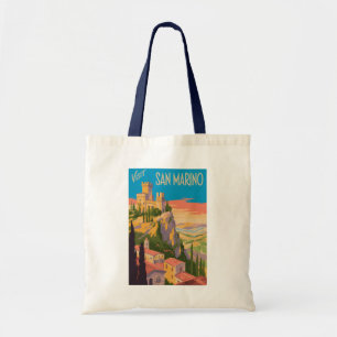 Bolsa Tote Ilustração do Castelo de São Marinho Viagem Arte V