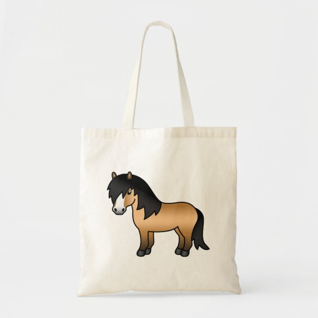 Bolsa Tote Ilustração do desenho animado de Pônea Shetland Bu (Frente)
