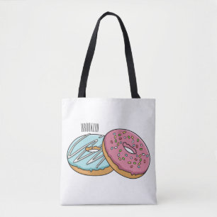 Bolsa Tote ilustração do desenho animado de rosquinha